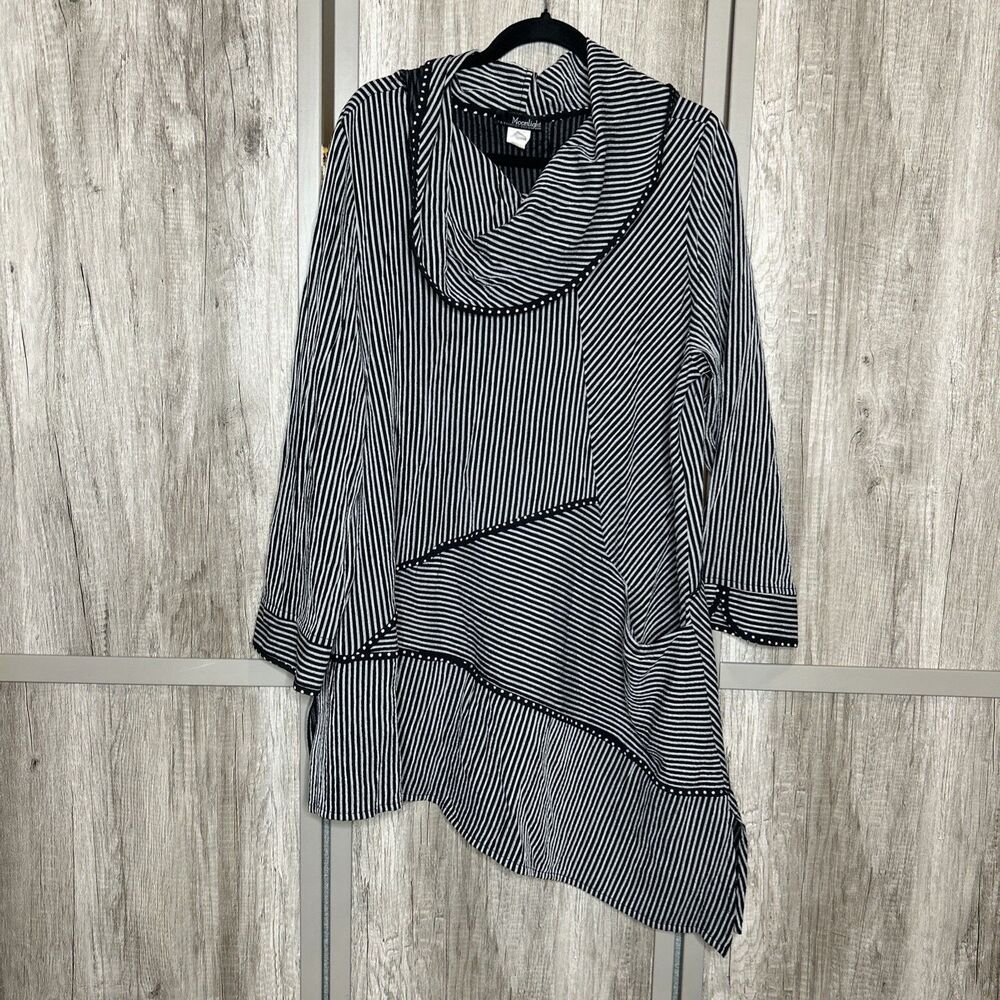 Moonlight Tunic Cowl Neck Lagenlook Striped XL